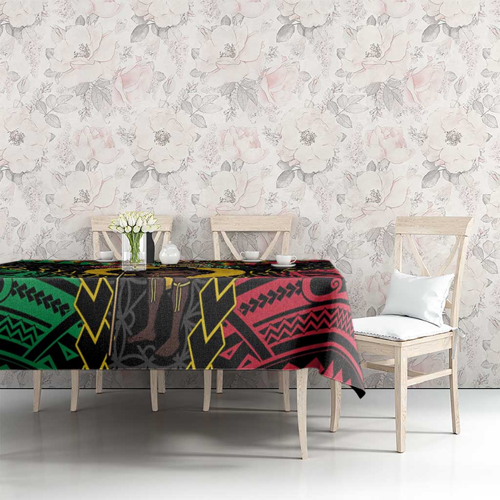Vanuatu 45th Anniversary Independence Day Tablecloth Melanesian Warrior With Sand Drawing Pattern LT05 - Polynesian Pride