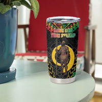 Vanuatu 45th Anniversary Independence Day Tumbler Cup Melanesian Warrior With Sand Drawing Pattern LT05