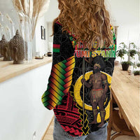 Vanuatu 45th Anniversary Independence Day Women Casual Shirt Melanesian Warrior With Sand Drawing Pattern LT05