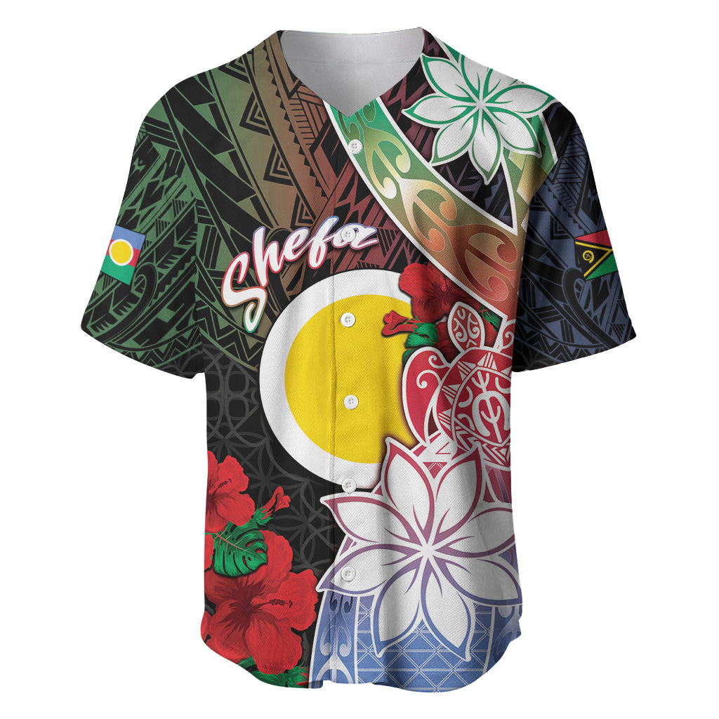 Personalised Vanuatu Shefa Day Baseball Jersey Floral Pattern