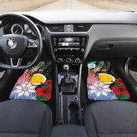 Personalised Vanuatu Shefa Day Car Mats Floral Pattern LT05 Set 2pcs - Front Black - Polynesian Pride