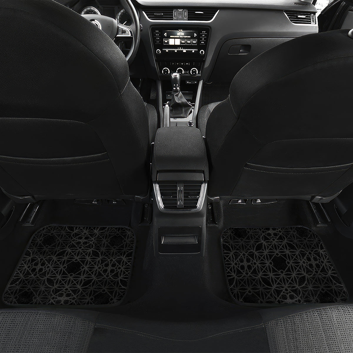 Personalised Vanuatu Shefa Day Car Mats Floral Pattern LT05 Set 2pcs - Back Black - Polynesian Pride
