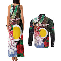 Personalised Vanuatu Shefa Day Couples Matching Tank Maxi Dress and Long Sleeve Button Shirt Floral Pattern LT05 - Polynesian Pride