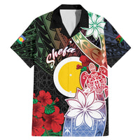 Personalised Vanuatu Shefa Day Family Matching Mermaid Dress and Hawaiian Shirt Floral Pattern LT05 Dad's Shirt - Short Sleeve Black - Polynesian Pride
