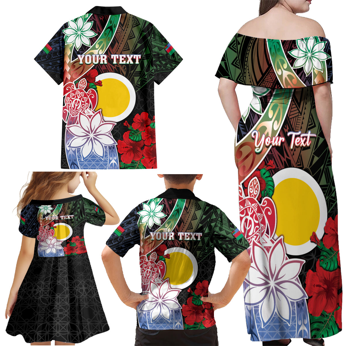 Personalised Vanuatu Shefa Day Family Matching Off Shoulder Maxi Dress and Hawaiian Shirt Floral Pattern LT05 - Polynesian Pride