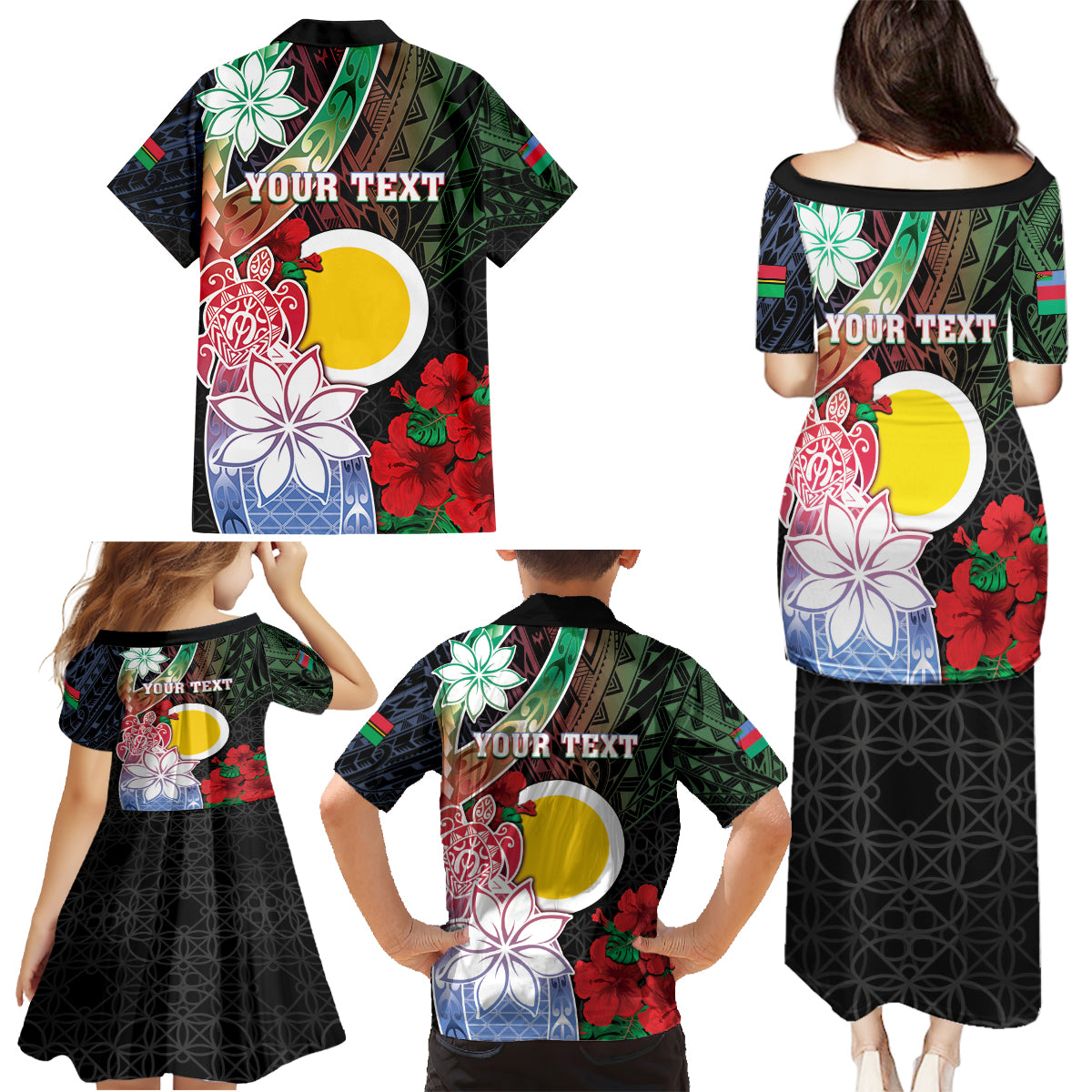 Personalised Vanuatu Shefa Day Family Matching Puletasi and Hawaiian Shirt Floral Pattern LT05 - Polynesian Pride