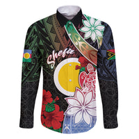 Personalised Vanuatu Shefa Day Family Matching Puletasi and Hawaiian Shirt Floral Pattern LT05 Dad's Shirt - Long Sleeve Black - Polynesian Pride