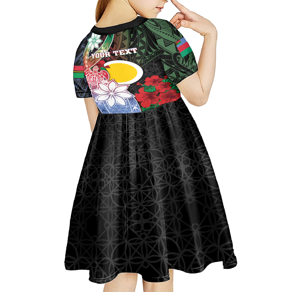 Personalised Vanuatu Shefa Day Kid Short Sleeve Dress Floral Pattern