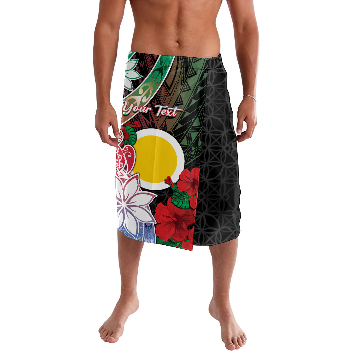 Personalised Vanuatu Shefa Day Lavalava Floral Pattern LT05 Black - Polynesian Pride
