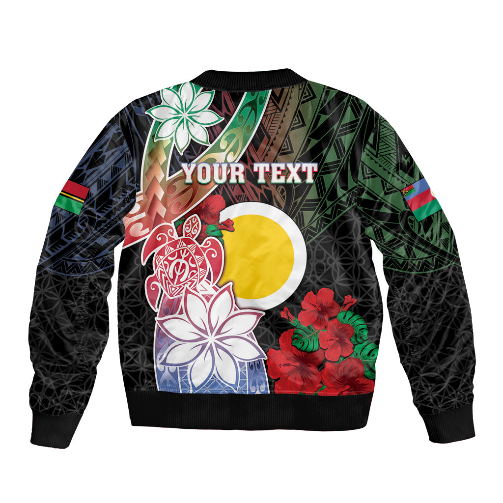 Personalised Vanuatu Shefa Day Sleeve Zip Bomber Jacket Floral Pattern LT05 - Polynesian Pride