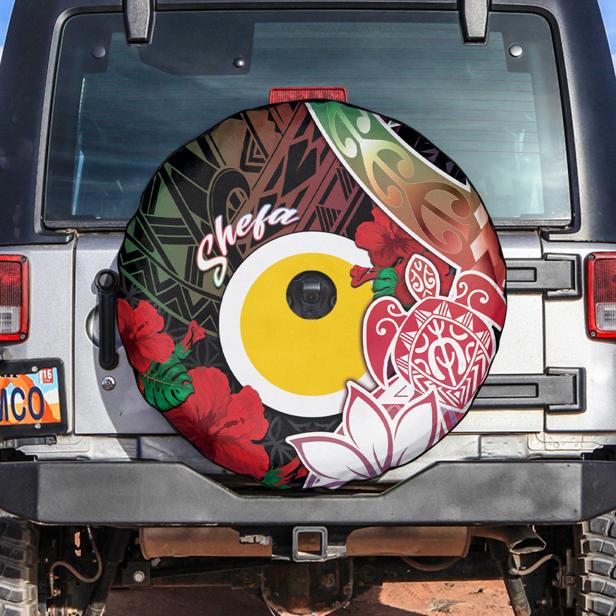 Vanuatu Shefa Day Spare Tire Cover Floral Pattern LT05 Black - Polynesian Pride