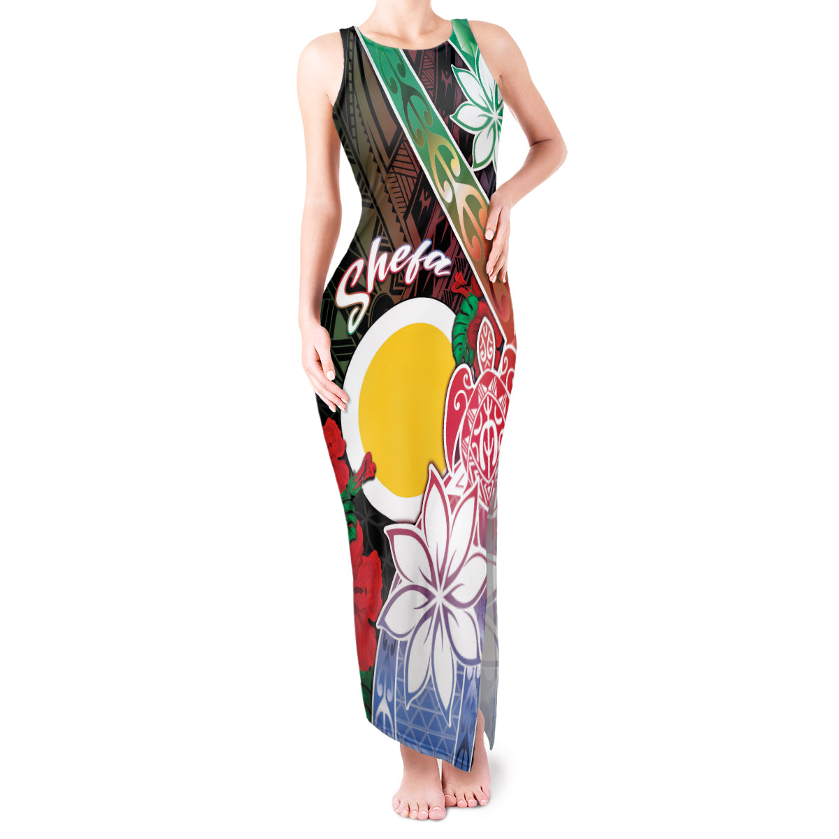 Personalised Vanuatu Shefa Day Tank Maxi Dress Floral Pattern