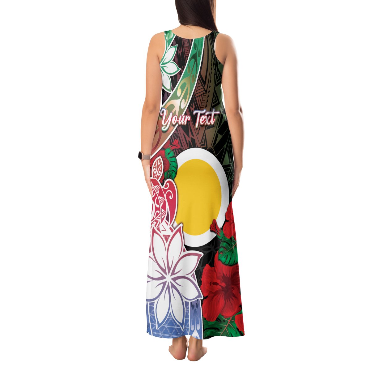 Personalised Vanuatu Shefa Day Tank Maxi Dress Floral Pattern LT05 - Polynesian Pride