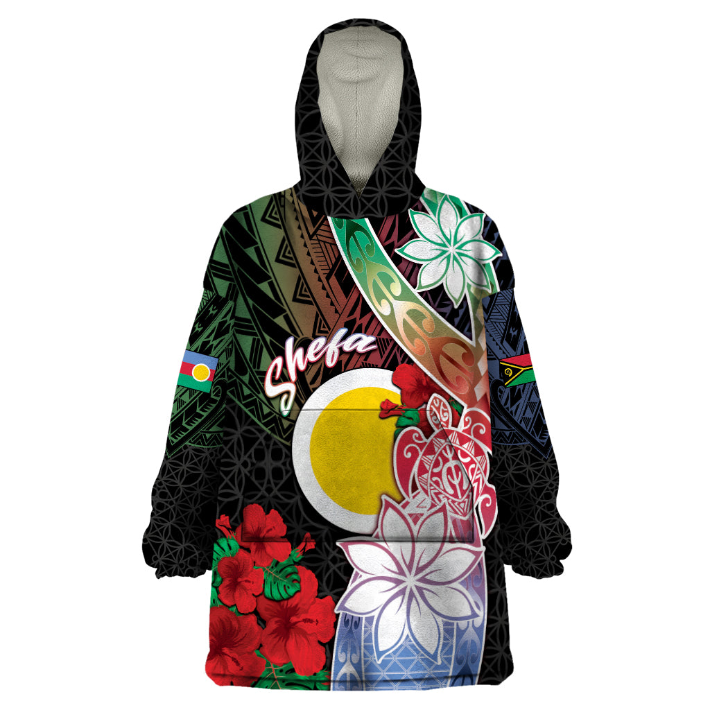 Personalised Vanuatu Shefa Day Wearable Blanket Hoodie Floral Pattern