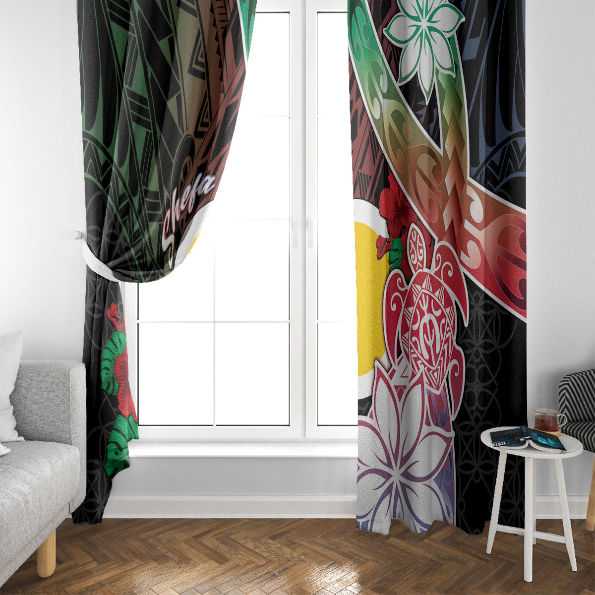 Vanuatu Shefa Day Window Curtain Floral Pattern LT05 - Polynesian Pride