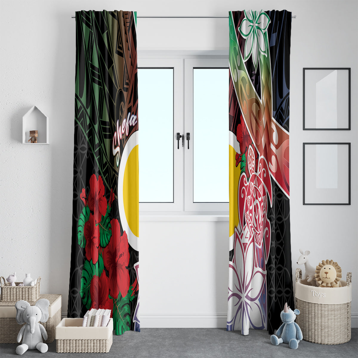 Vanuatu Shefa Day Window Curtain Floral Pattern LT05 - Polynesian Pride
