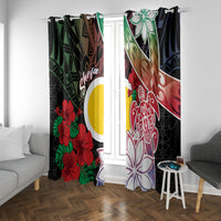 Vanuatu Shefa Day Window Curtain Floral Pattern LT05 With Grommets Black - Polynesian Pride