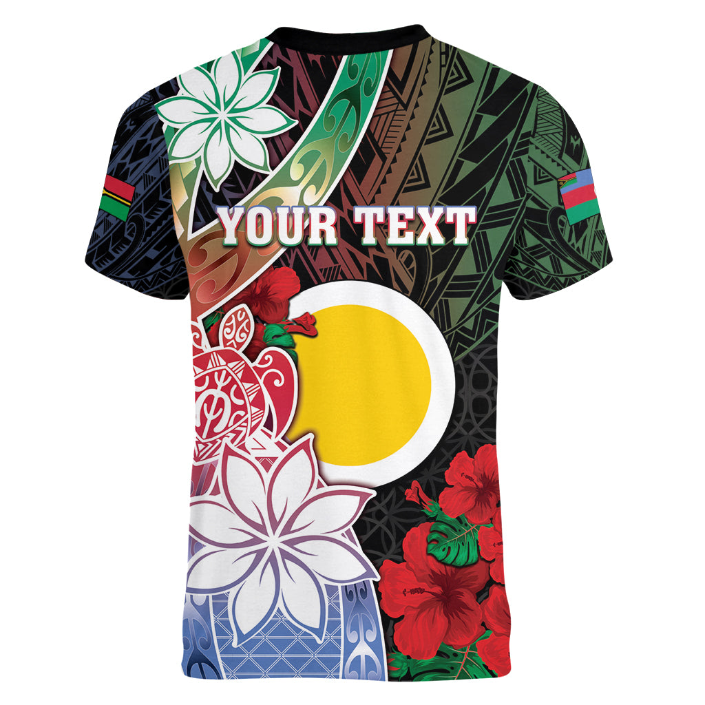 Personalised Vanuatu Shefa Day Women V-Neck T-Shirt Floral Pattern