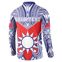 Personalised Taiwan Button Sweatshirt Austronesian Tribal Tattoo Red - Polynesian Pride