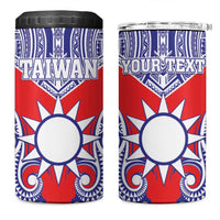 Personalised Taiwan 4 in 1 Can Cooler Tumbler Austronesian Tribal Tattoo Red - Polynesian Pride