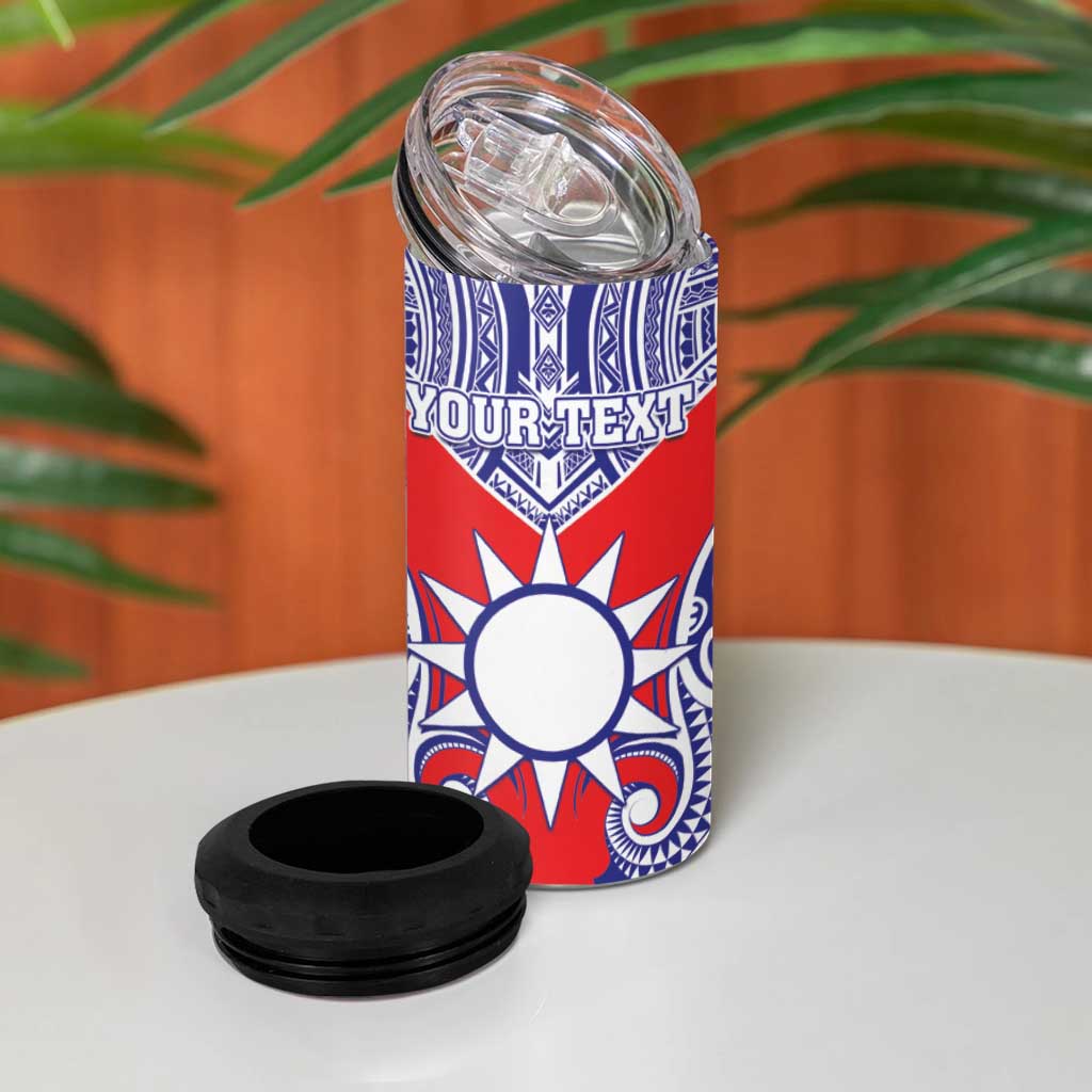 Personalised Taiwan 4 in 1 Can Cooler Tumbler Austronesian Tribal Tattoo Red - Polynesian Pride