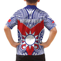 Personalised Taiwan Family Matching Long Sleeve Bodycon Dress and Hawaiian Shirt Austronesian Tribal Tattoo Red - Polynesian Pride