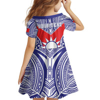 Personalised Taiwan Family Matching Off Shoulder Short Dress and Hawaiian Shirt Austronesian Tribal Tattoo Red - Polynesian Pride