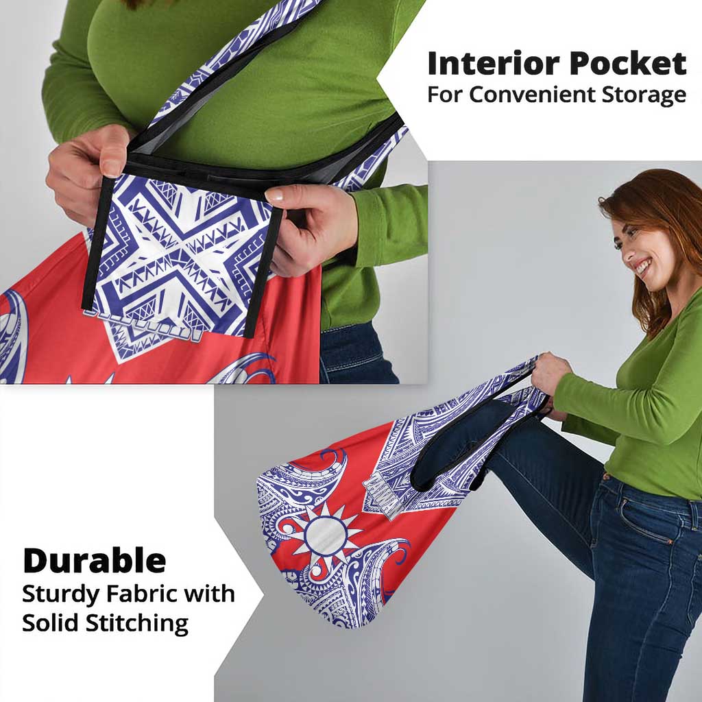 Taiwan Grocery Bag Austronesian Tribal Tattoo Red - Polynesian Pride