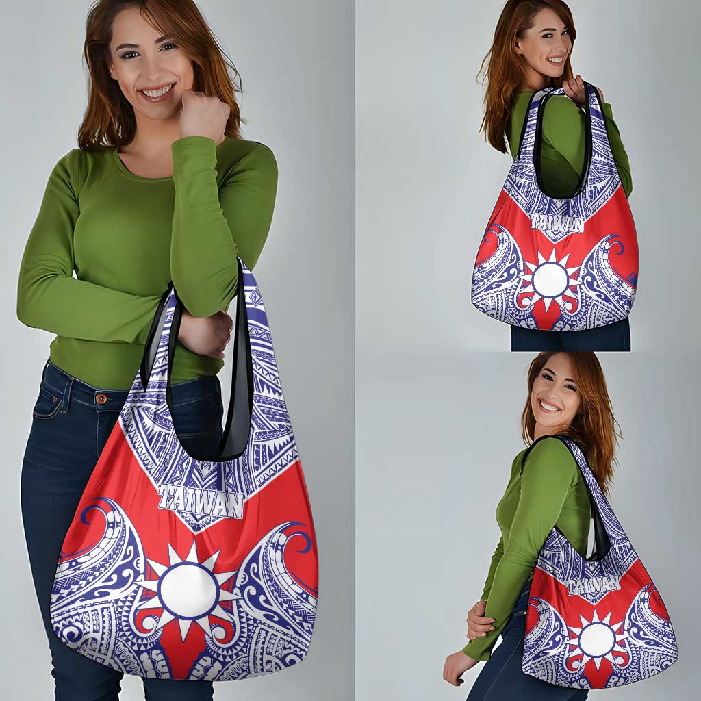 Taiwan Grocery Bag Austronesian Tribal Tattoo Red - Polynesian Pride
