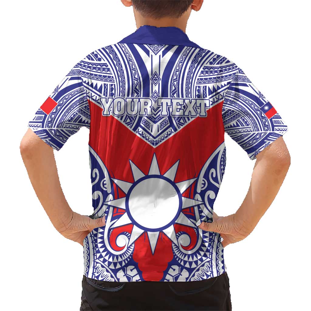 Personalised Taiwan Kid Hawaiian Shirt Austronesian Tribal Tattoo Red - Polynesian Pride