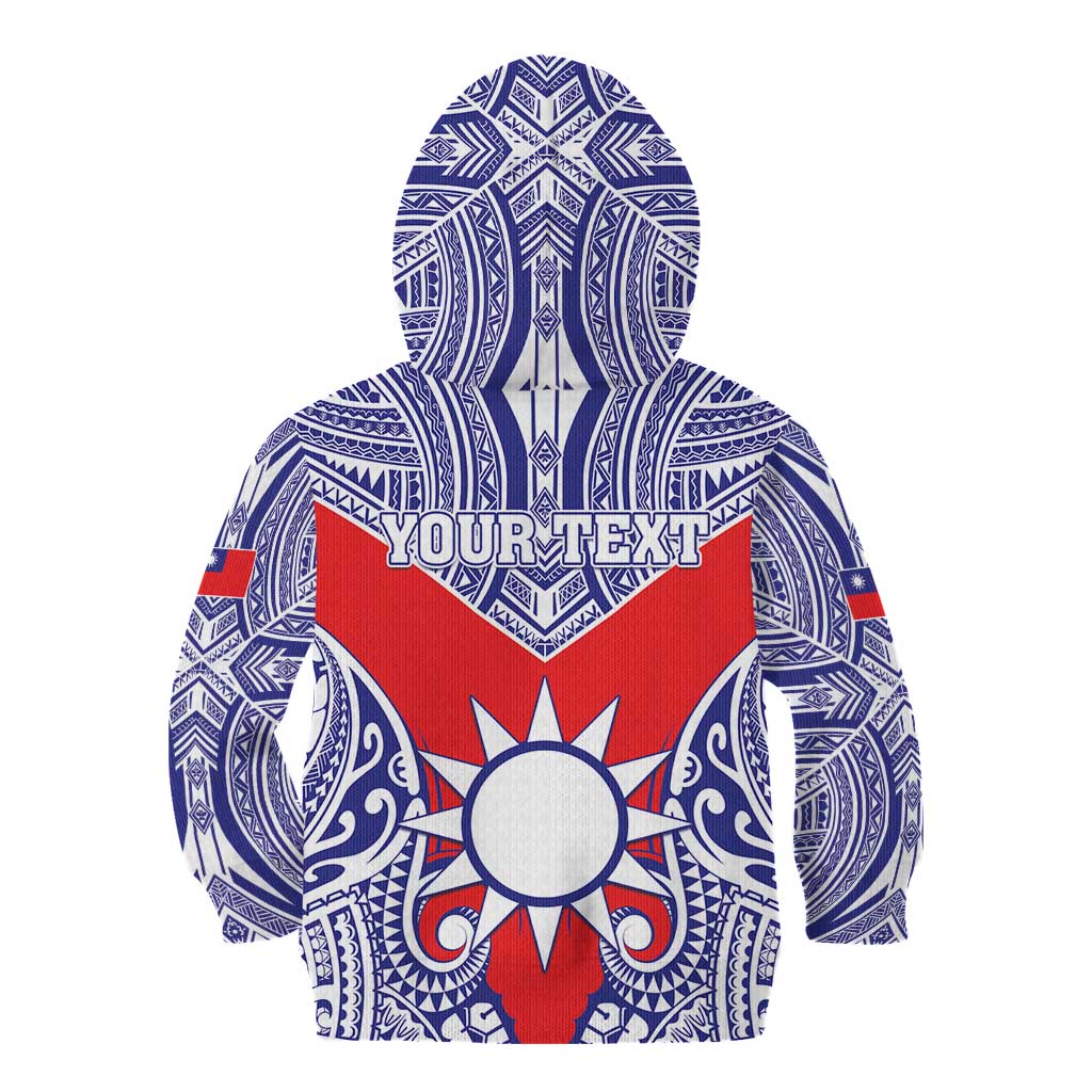 Personalised Taiwan Kid Hoodie Austronesian Tribal Tattoo Red - Polynesian Pride