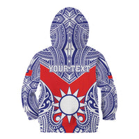 Personalised Taiwan Kid Hoodie Austronesian Tribal Tattoo Red - Polynesian Pride