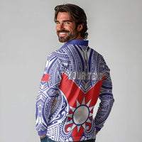 Personalised Taiwan Long Sleeve Polo Shirt Austronesian Tribal Tattoo Red - Polynesian Pride