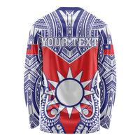 Personalised Taiwan Long Sleeve Shirt Austronesian Tribal Tattoo Red - Polynesian Pride