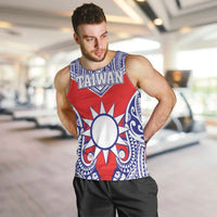 Personalised Taiwan Men Tank Top Austronesian Tribal Tattoo Red - Polynesian Pride