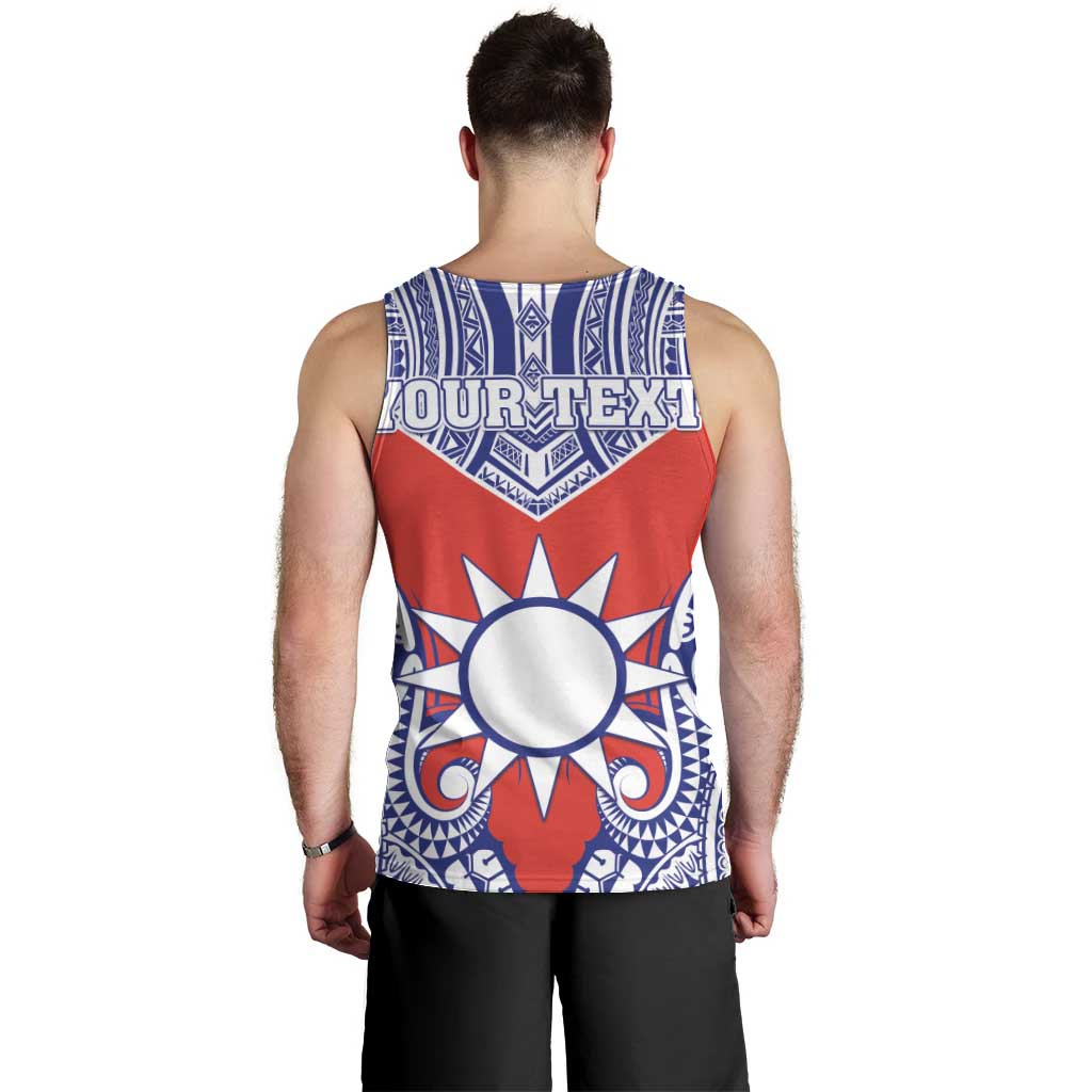 Personalised Taiwan Men Tank Top Austronesian Tribal Tattoo Red - Polynesian Pride