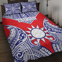 Taiwan Quilt Bed Set Austronesian Tribal Tattoo Red - Polynesian Pride