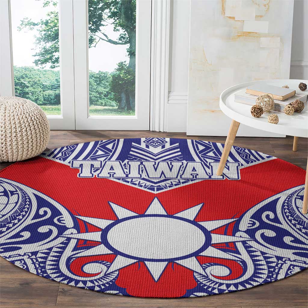 Taiwan Round Carpet Austronesian Tribal Tattoo Red - Polynesian Pride