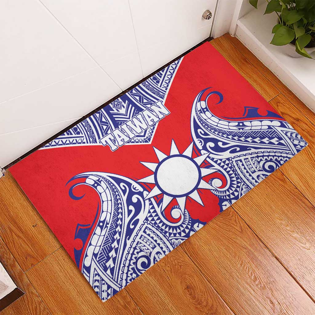 Taiwan Rubber Doormat Austronesian Tribal Tattoo Red - Polynesian Pride