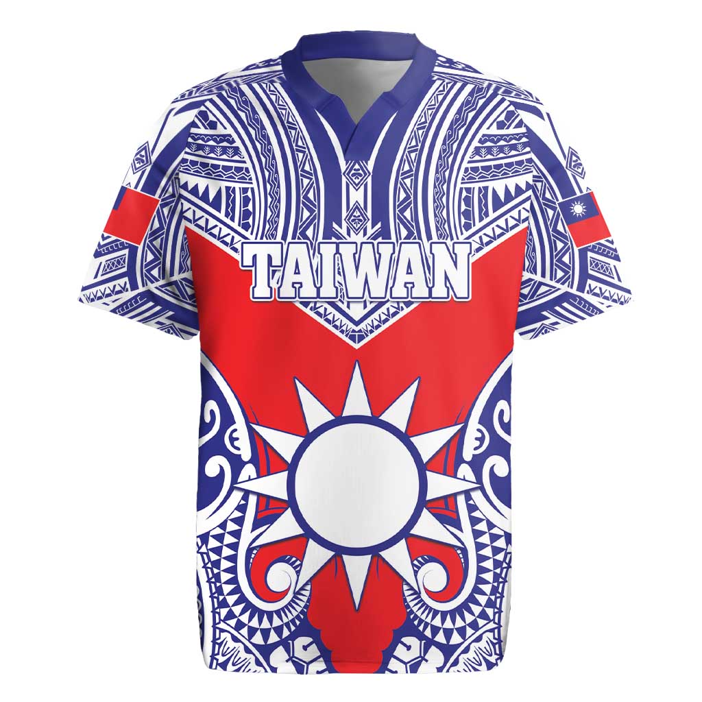 Personalised Taiwan Rugby Jersey Austronesian Tribal Tattoo Red - Polynesian Pride