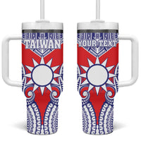 Personalised Taiwan Tumbler With Handle Austronesian Tribal Tattoo Red - Polynesian Pride