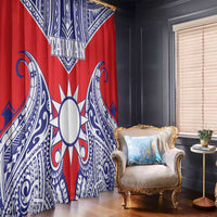 Taiwan Window Curtain Austronesian Tribal Tattoo Red - Polynesian Pride