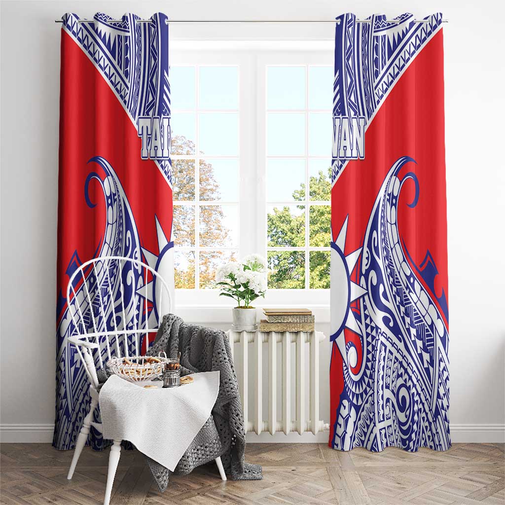 Taiwan Window Curtain Austronesian Tribal Tattoo Red - Polynesian Pride