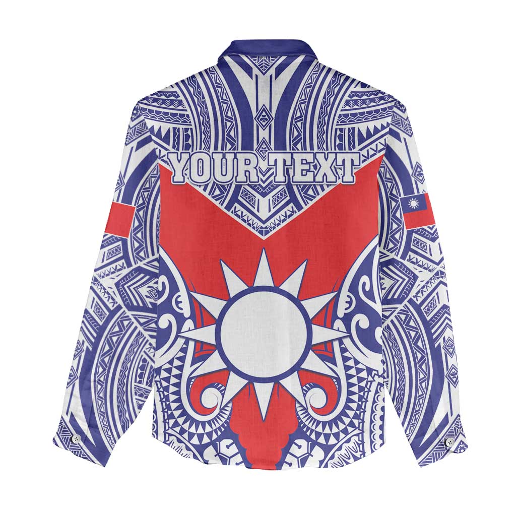 Personalised Taiwan Women Casual Shirt Austronesian Tribal Tattoo Red - Polynesian Pride