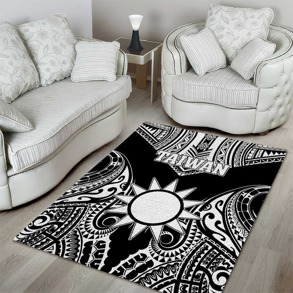 Taiwan Area Rug Austronesian Tribal Tattoo Black - Polynesian Pride
