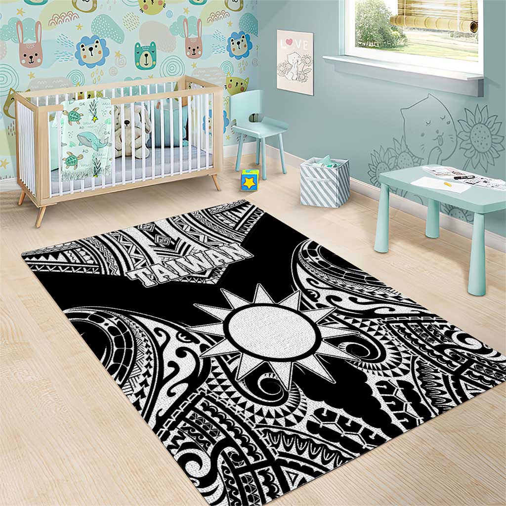 Taiwan Area Rug Austronesian Tribal Tattoo Black - Polynesian Pride