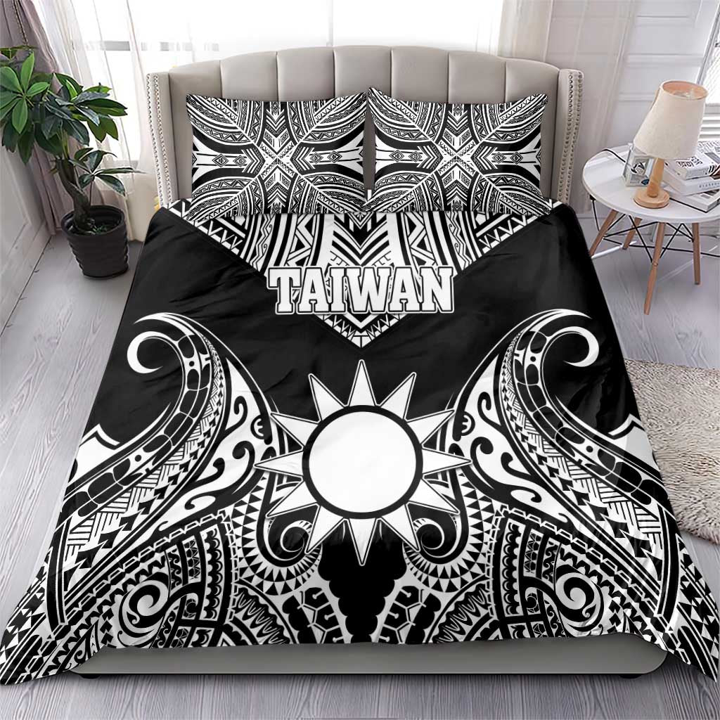 Taiwan Bedding Set Austronesian Tribal Tattoo Black - Polynesian Pride