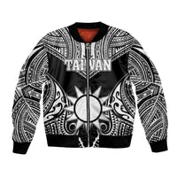 Personalised Taiwan Bomber Jacket Austronesian Tribal Tattoo Black - Polynesian Pride