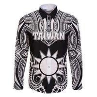 Personalised Taiwan Family Matching Off Shoulder Short Dress and Hawaiian Shirt Austronesian Tribal Tattoo Black - Polynesian Pride