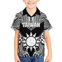 Personalised Taiwan Family Matching Puletasi and Hawaiian Shirt Austronesian Tribal Tattoo Black - Polynesian Pride